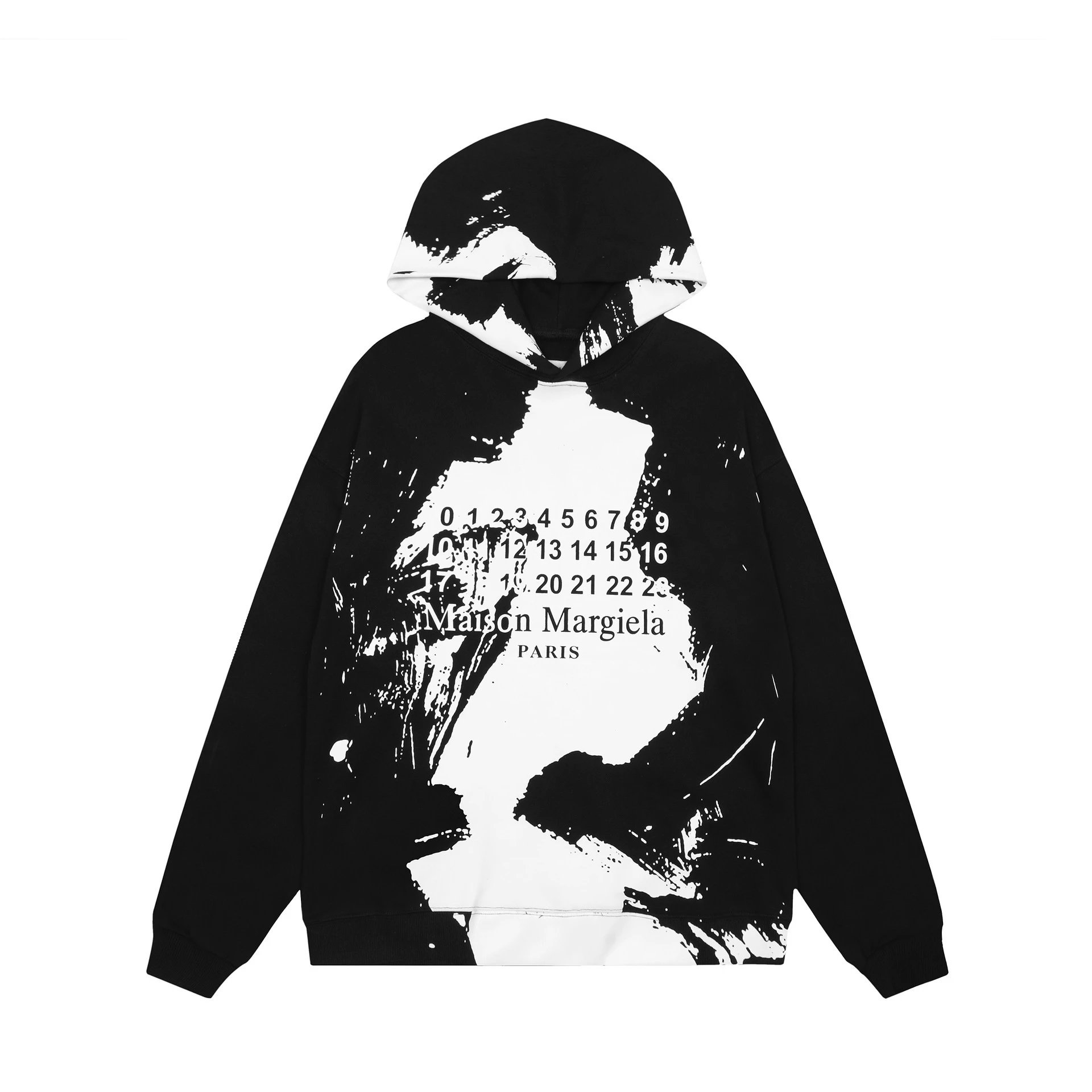 ​​Maison Margiela Oversized Hooded Sweatshirt Black/White​ - Cnfans - $39.35